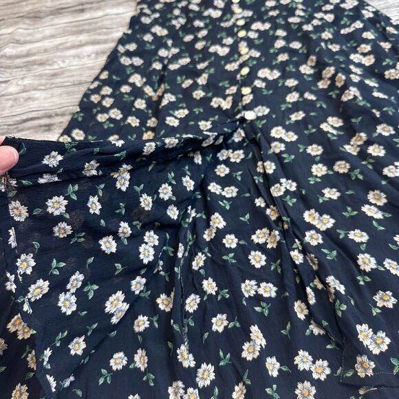 Vinita Women's Floral Button Front Dress VTG Vintage M Med Medium Blue Collared - Picture 11 of 15